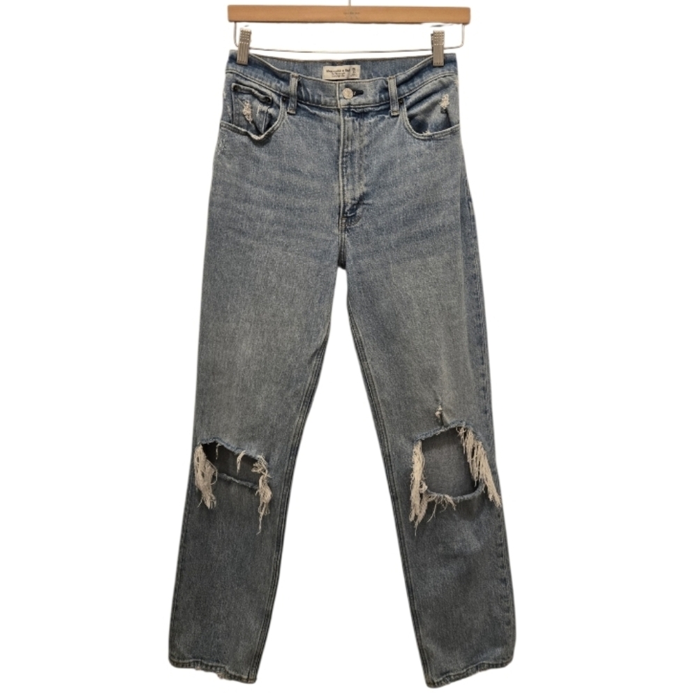 Abercrombie & Fitch 90s Straight Leg Ultra High Rise Jean 28 Distressed Festival